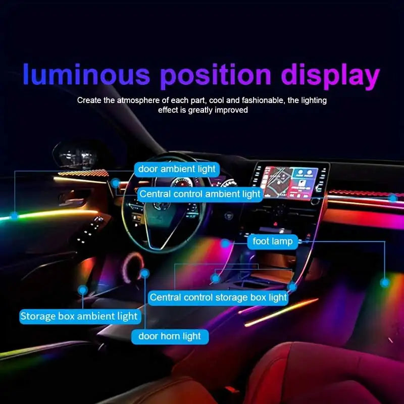 Dreamcolor Acrylic Interior LED Lights With Wireless APP, RGB 10 With 1,  593 LED Fiber Optic Ambient Lighting Kit, Soun