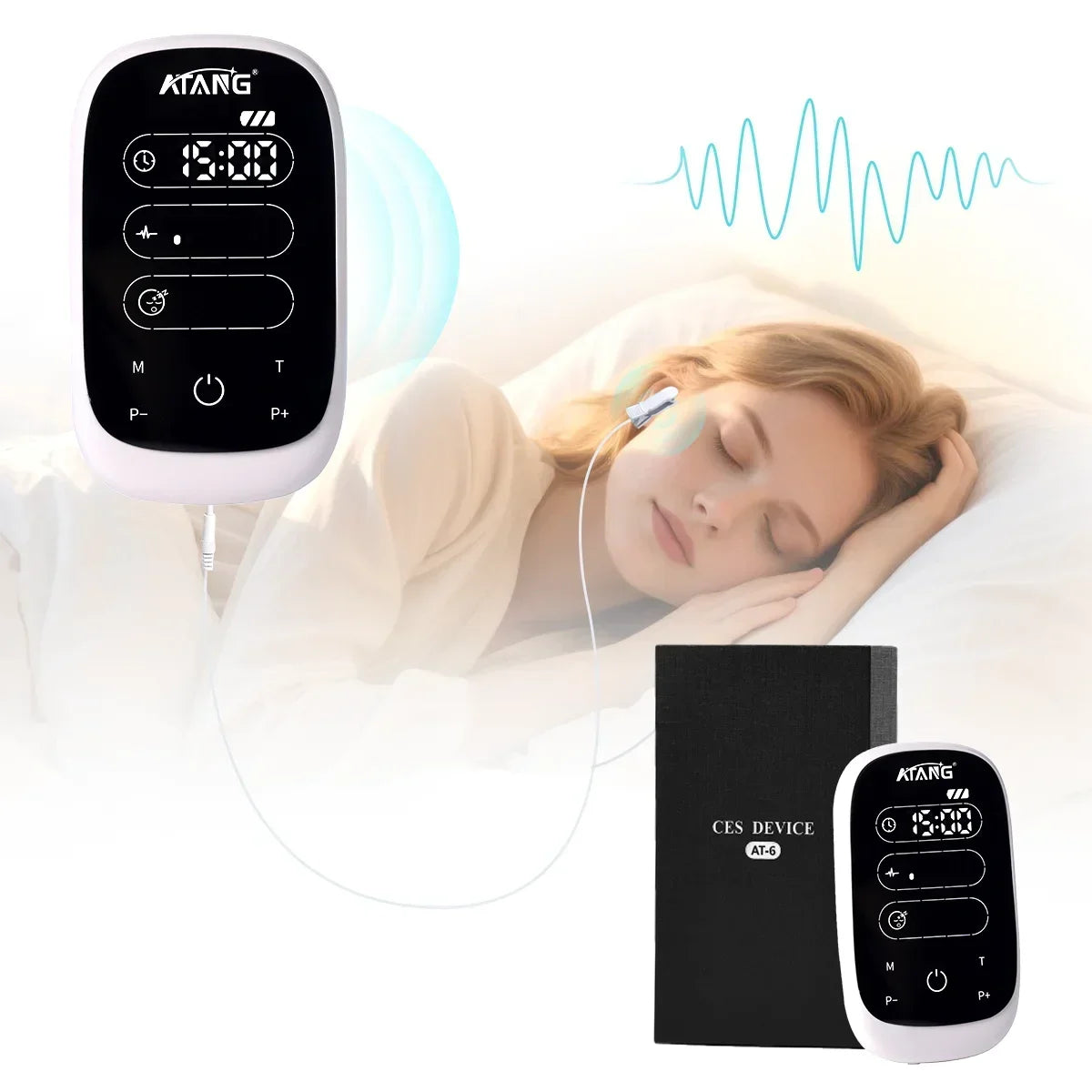 Sleep Aid Device For Insomnia CES Stimulation Therapy Ear Clip Type Touchscreen