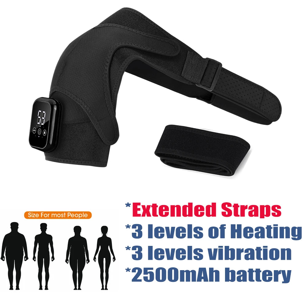 Wireless Shoulder Massager Pad Wrap Heating 7 Temp Levels 3 Vibration Modes