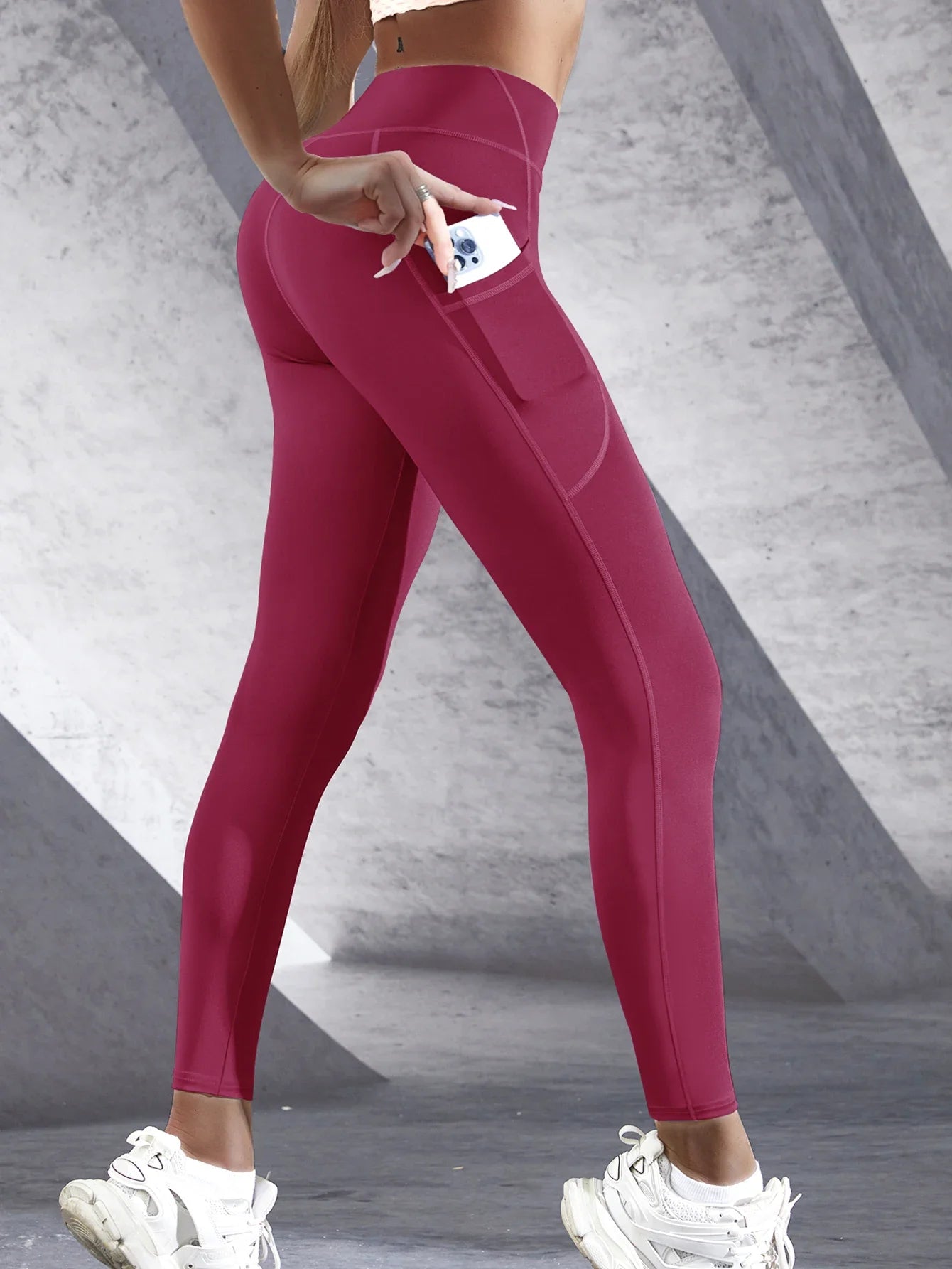 New High Waist Women's Leggings Stretch Yoga Pants Tights With Pockets Push Up Fitness