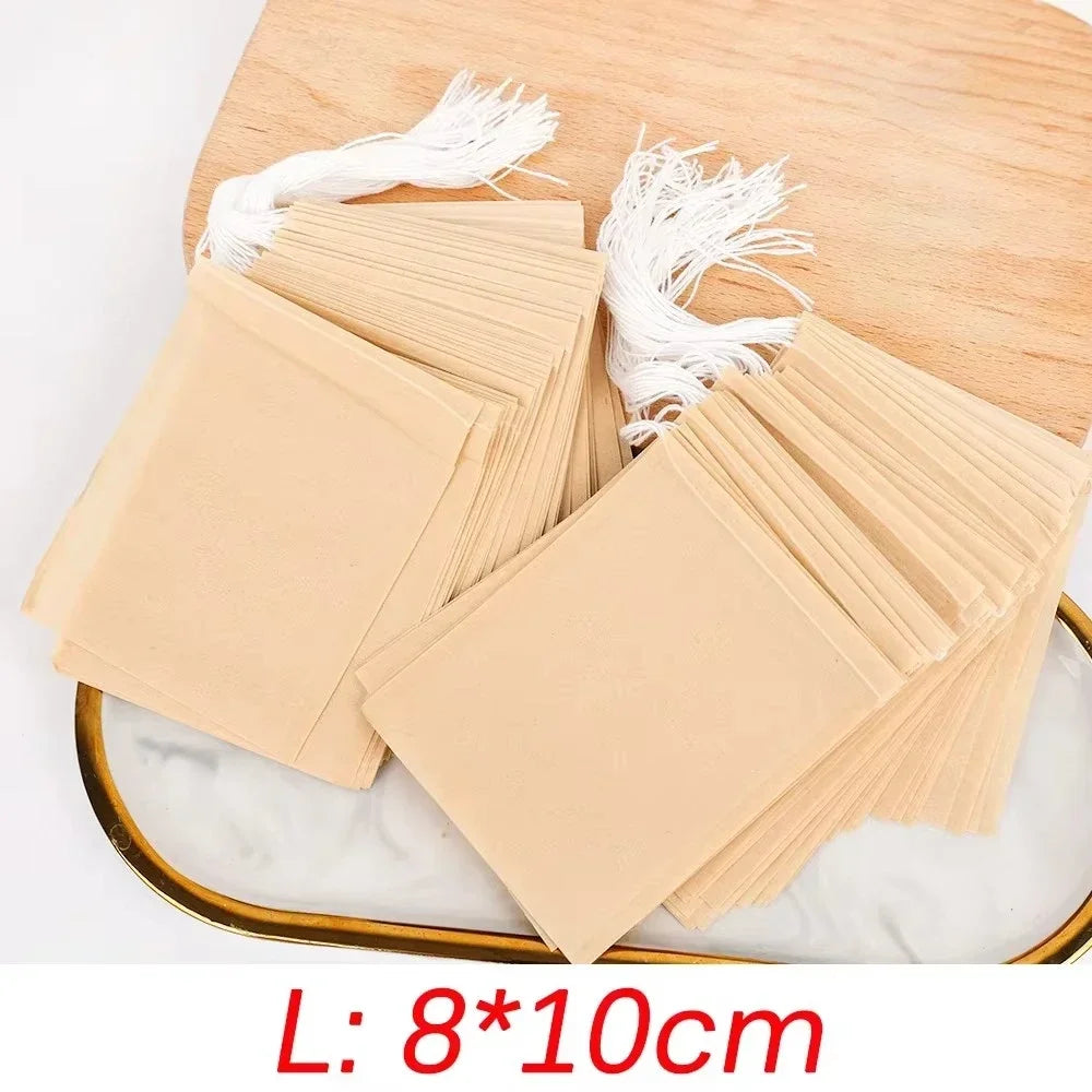 300/100Pcs Disposable TeaBags with String Filter Bag for Coffee Foot Bath Natural Wood Pulp Paper Spice Filters Teabag