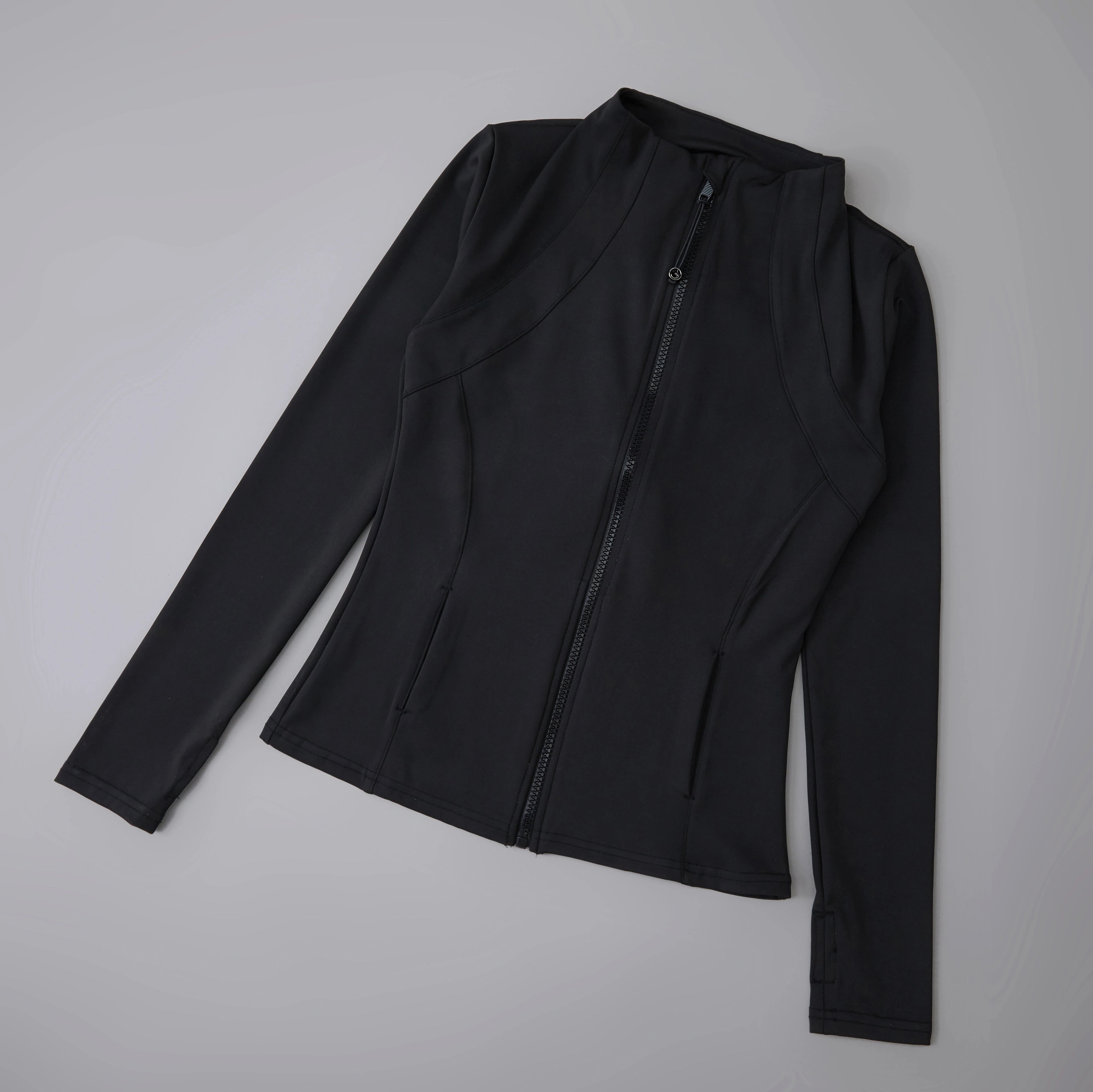 New yoga wear ladies coat round high elastic loose exercise yoga fitness long sleeve stand-up collar