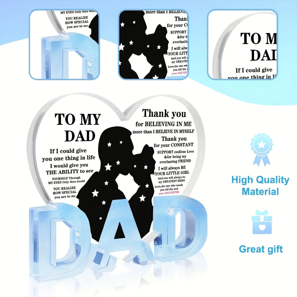 Dad Gifts from Daughter, Thank You Dad Gifts Acrylic Heart Plaque Gifts