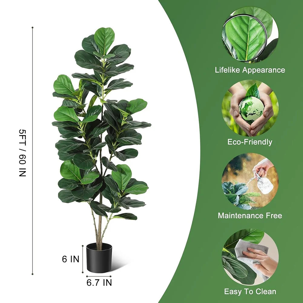 Artificial Tree Faux Fiddle Leaf Fig Tree 4/5/6ft Tall Ficus Tree Artificial