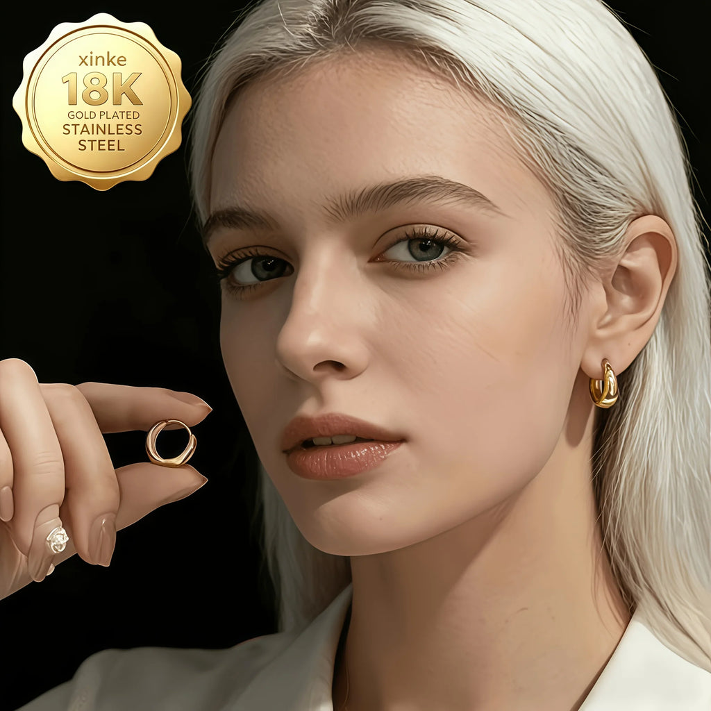 316 Stainless Steel Earrings - 18K Golden Plated - Anti-Oxidation - Hypoallergenic Elegant And Exquisite Earrings - Versatile