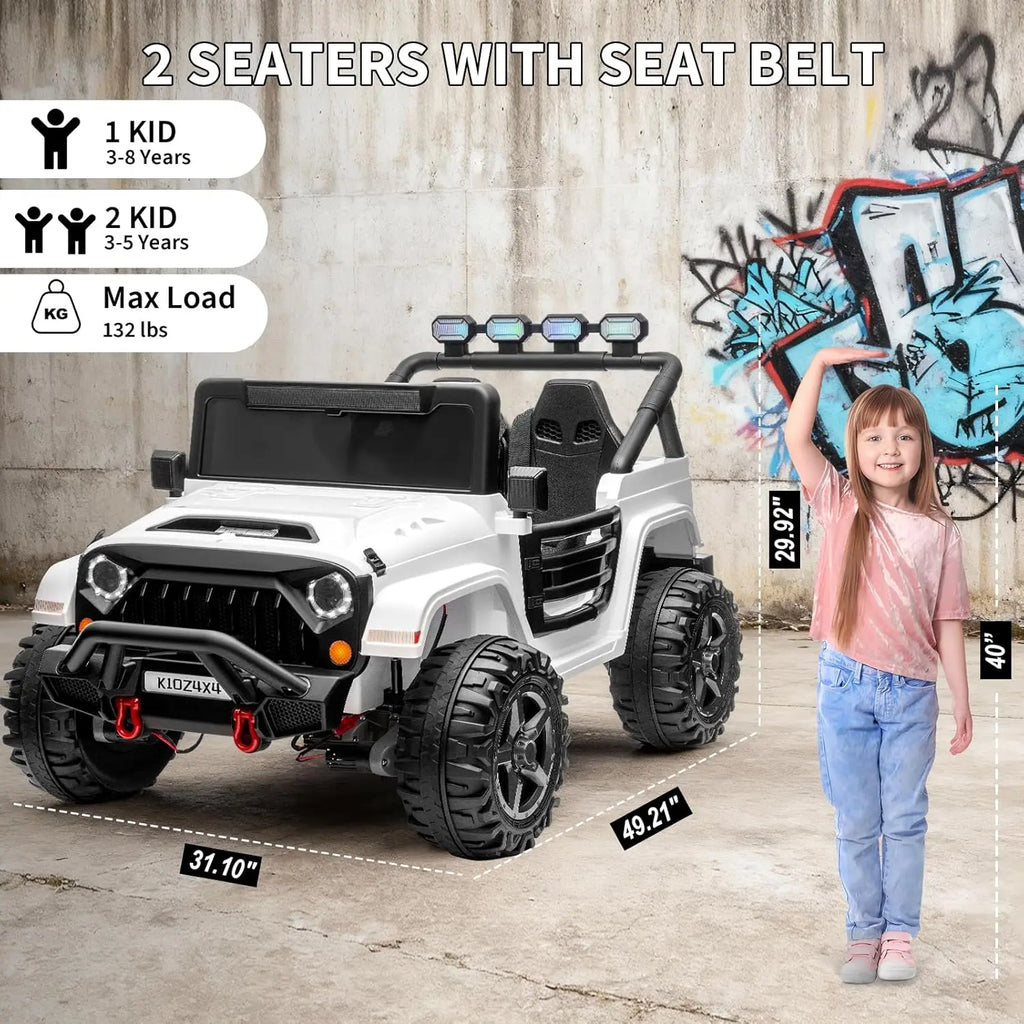 2 Seater , 24V Electric Toys w/Remote Control,4 Powerful Motors, 4WD/2WD, 3 Speeds, Led Lights, Bluetooth,