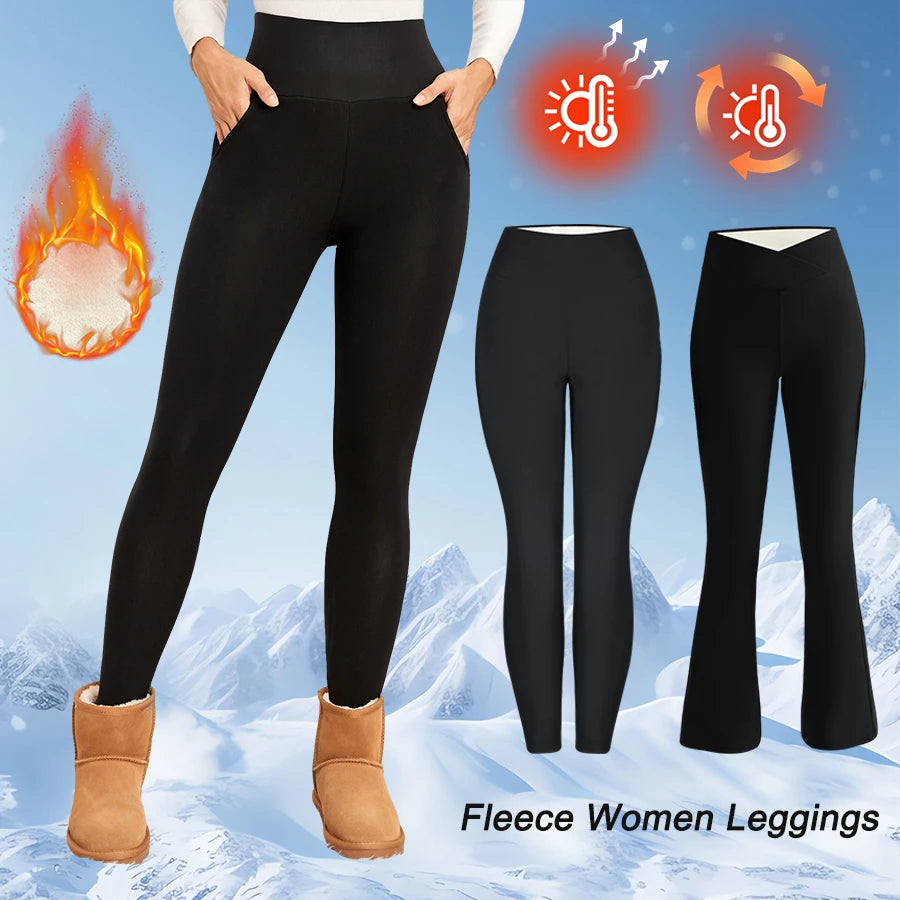 Fleece Women Leggings Thick winter Pants High-Waisted Thermal Tights Tummy Control