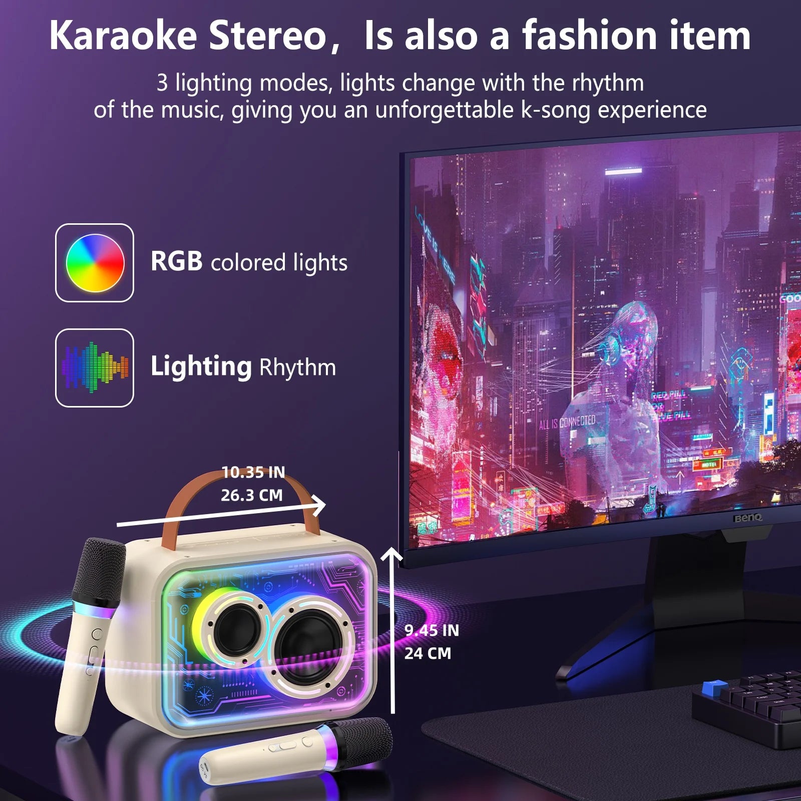 Kids Karaoke Machine, Mini Bluetooth Speaker with Microphone for Singing Home Party