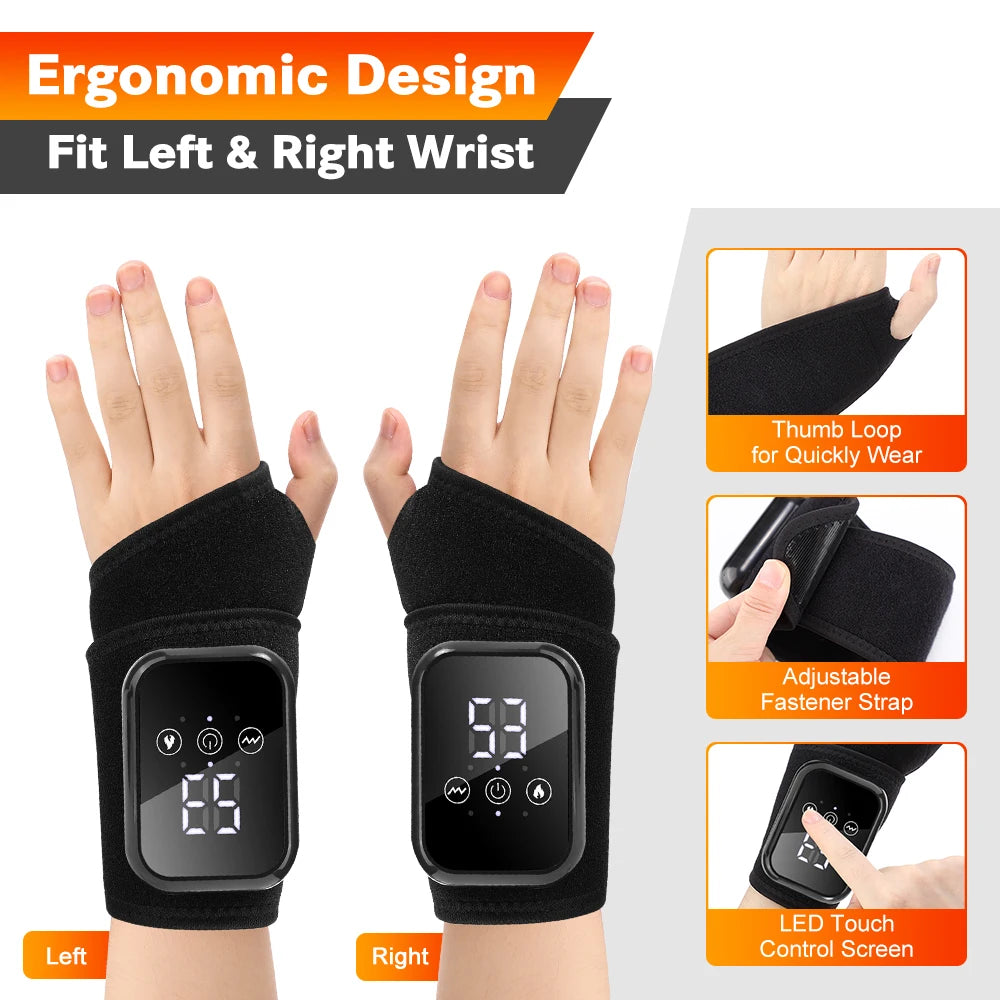 Electric Heating  Wrist Brace Protector Wrap Vibration Massage Tenosynovitis Carpal Tunnel Fatigue Relief