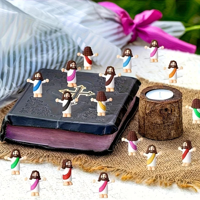 30pc mini Jesus statue & prayer card pack. "My Lord My God My Savior" keepsake. Christian Easter gifts.