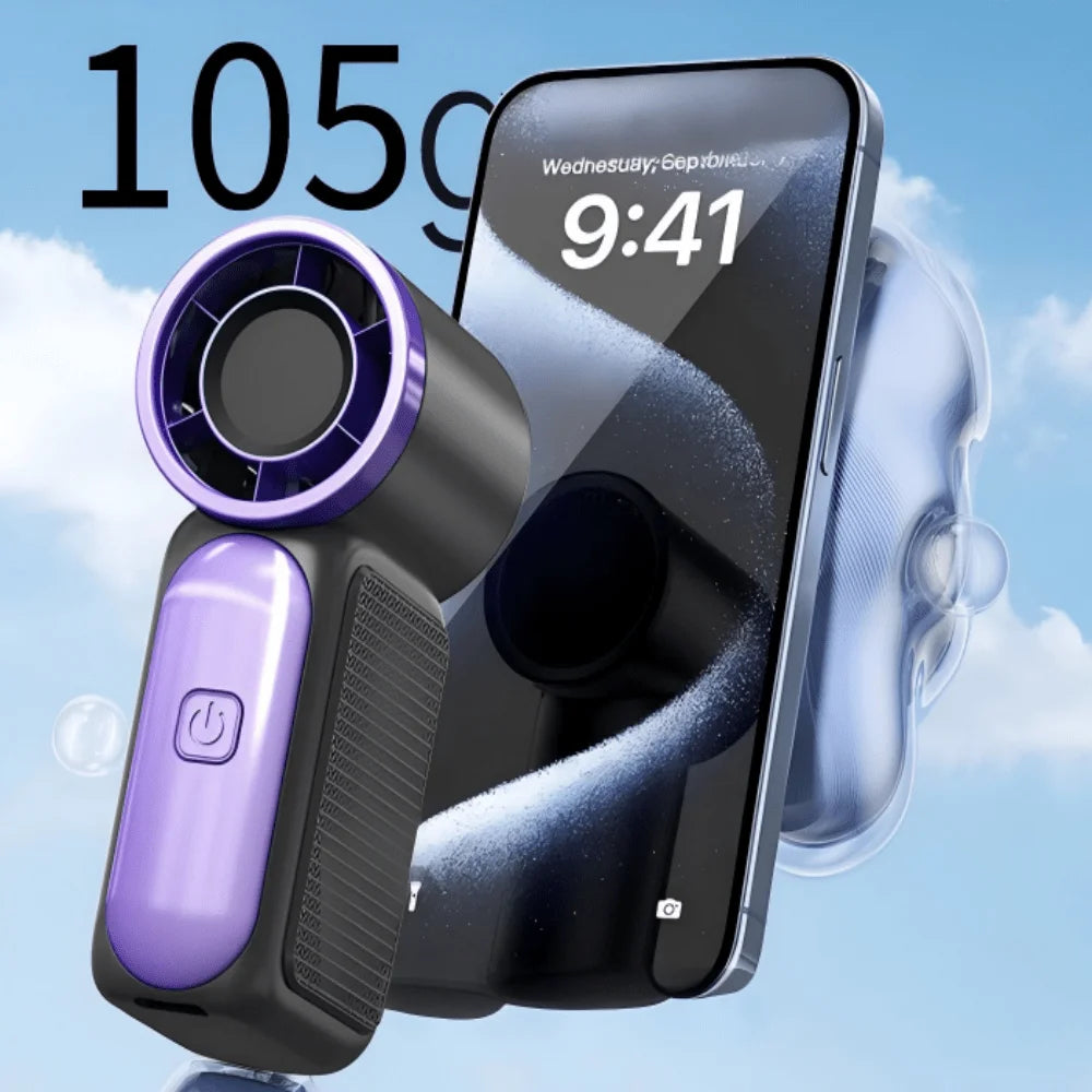 High-Speed Mini Handheld Small Fan, 100-Speed Small Wind Cannon USB Charging Battery Life Turbine