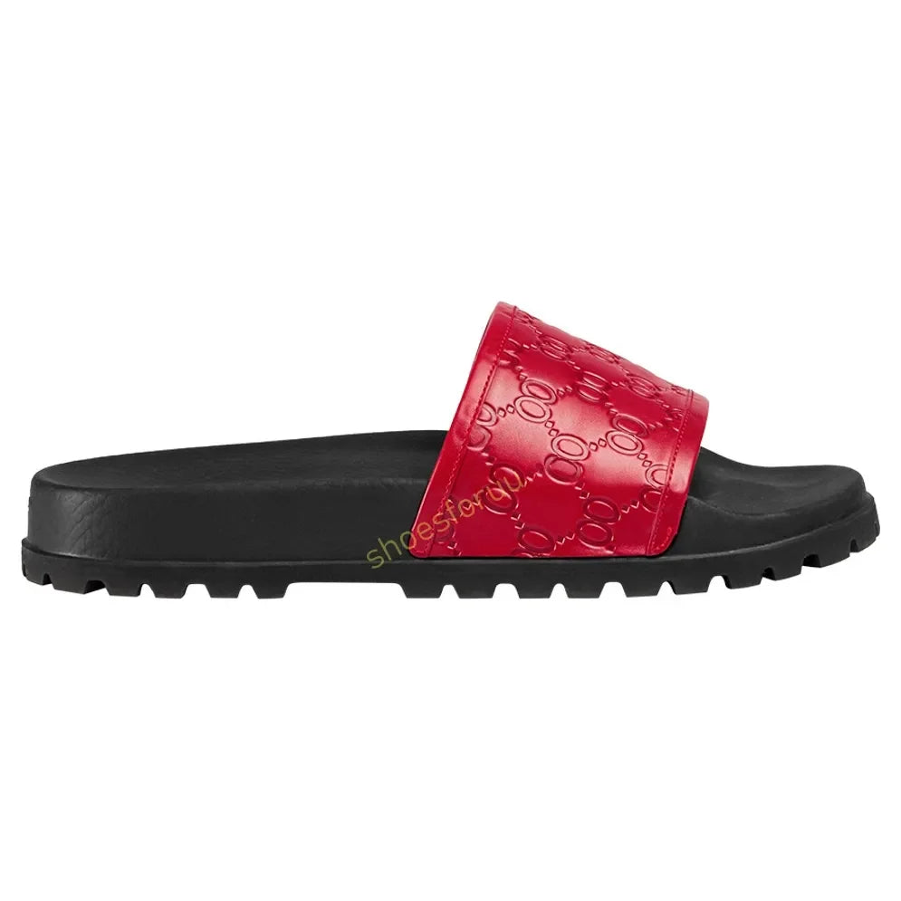 Designer Slippers Fashion Flat Slides Mens Womens claquettes Rubber Slide Sandal Black White Blooms Floral Flat Gear