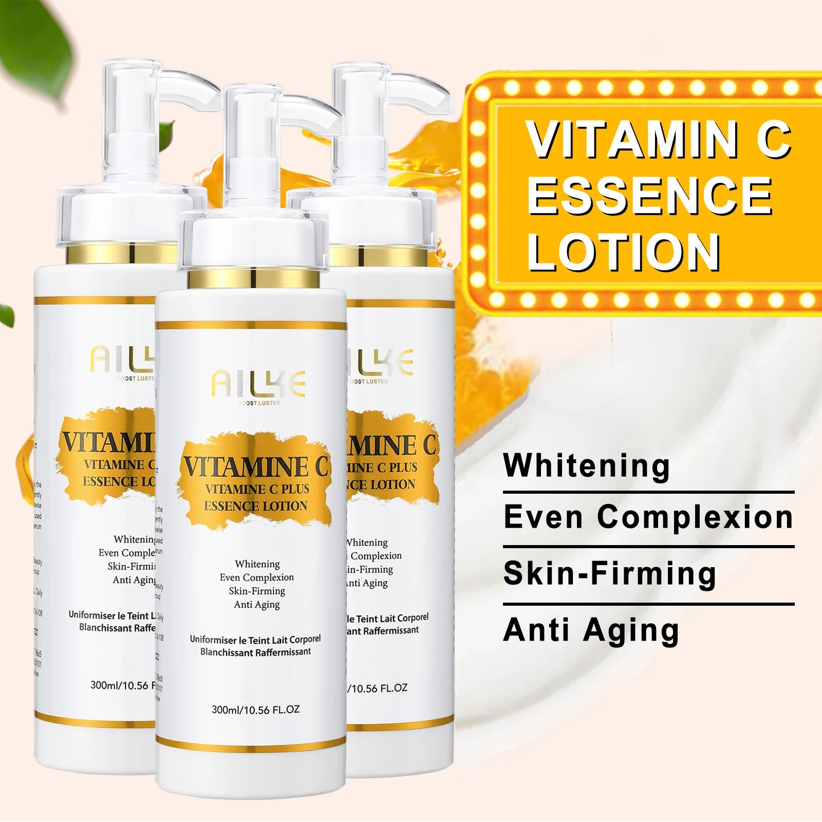 Vitamin C Skin Care Set, with Lightening Body Lotion, Even Skin Tone Face Cream, Whitening Serum, Brightening Soap