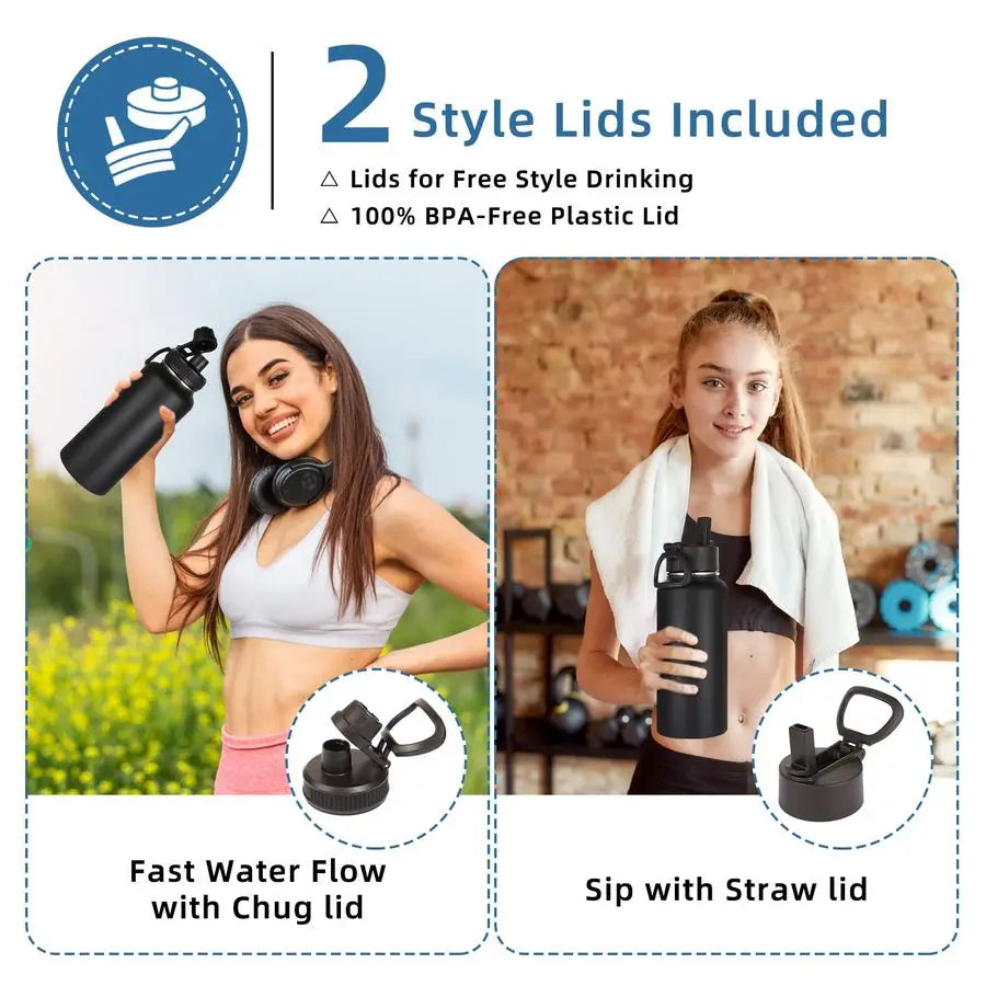 32oz Insulated Water Bottles Bulk 8 Pack with Straw Lid amp Spout Lid