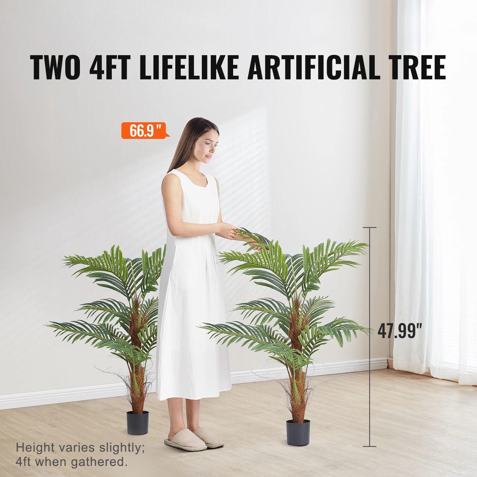 Palm Tree 4/5/6 FT Faux Plant Secure PE Material & Anti-Tip Tilt Protection