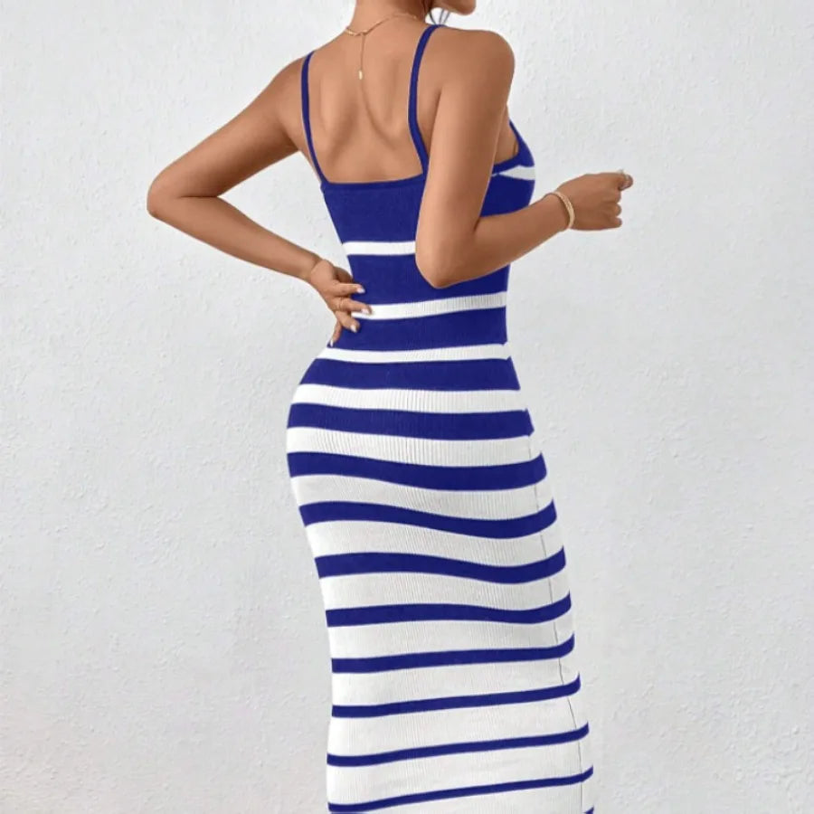 Striped Halls Bag Hip Dress Long Dress
