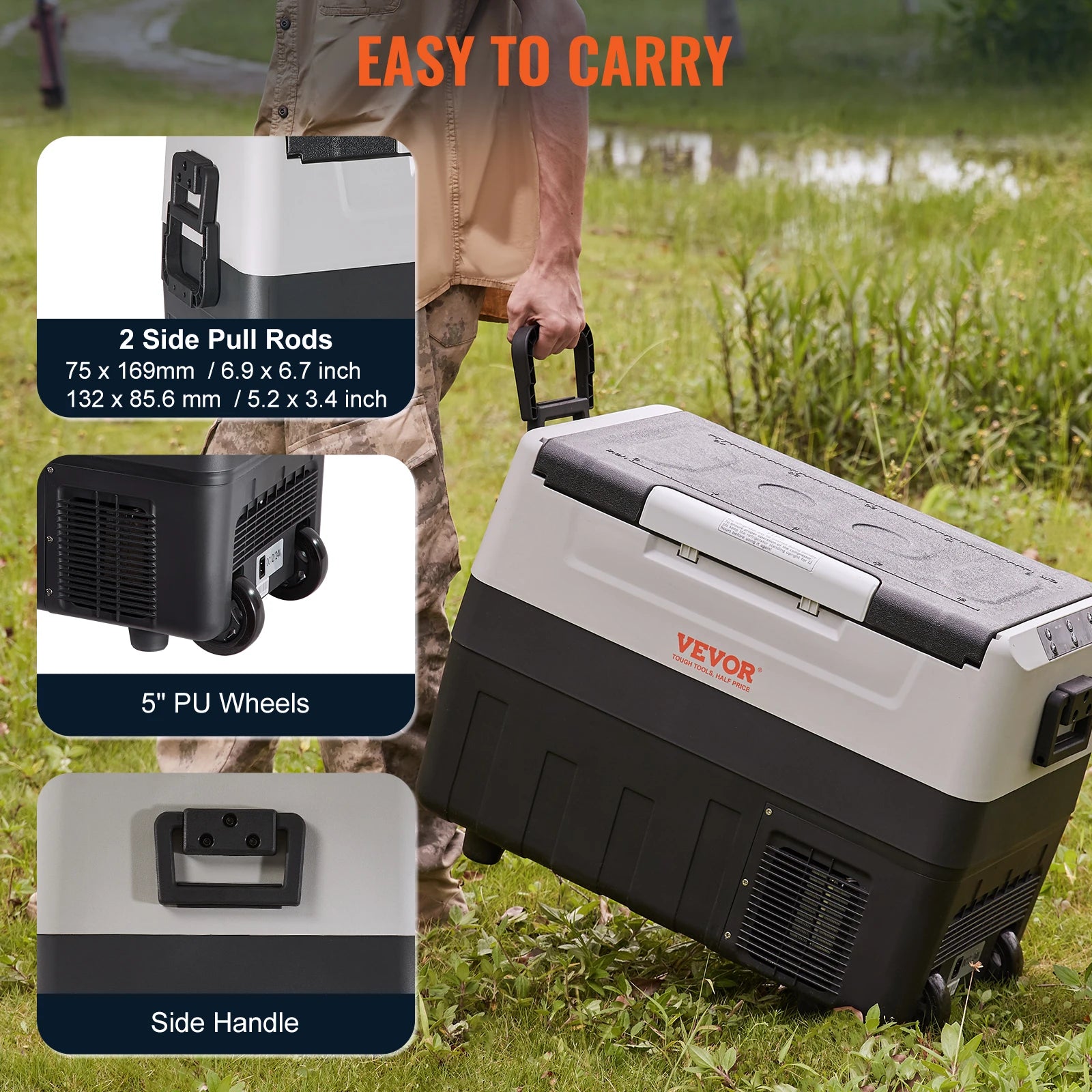 35L/45L/55L Portable Foldable Handle Car Refrigerator with Wheel Compressor Freezer