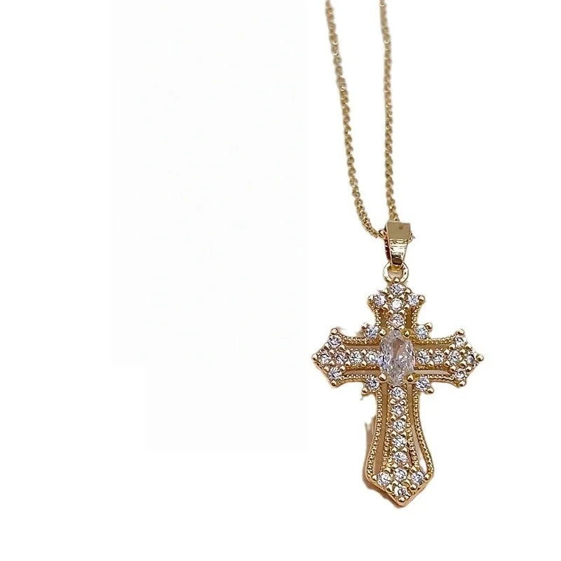 2025 New Gold color Cross Pendant Necklace  Religious  Style Jewelry  Mothers day