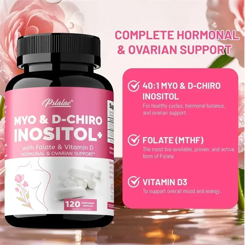 MYO & D-CHIROINOSITOL - Supports Hormone Balance, Healthy Cycles, Female Ovarian Health- 120pcs