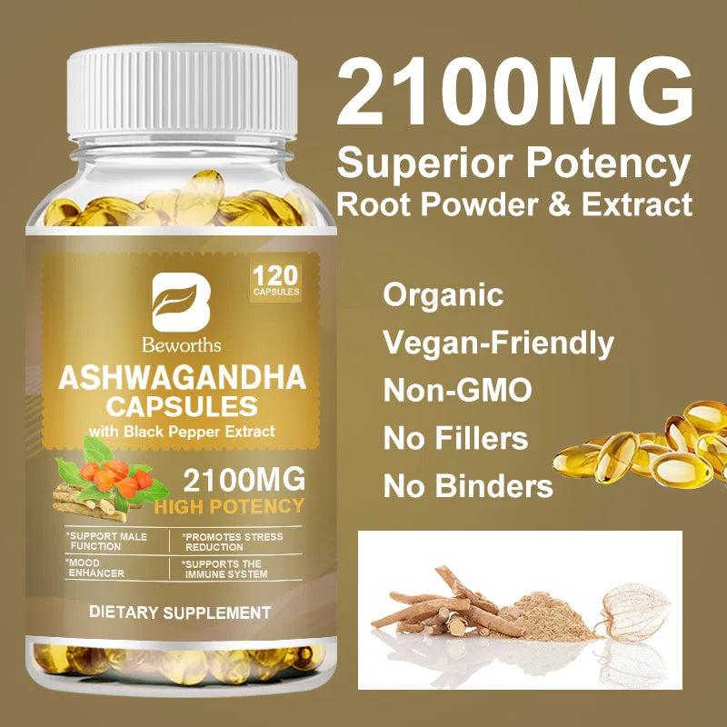 Ashwagandha Root Extract Capsule Help Sleep Improve Sleep Quality Calm Down Emotions Relieve Anxiety Mood Health