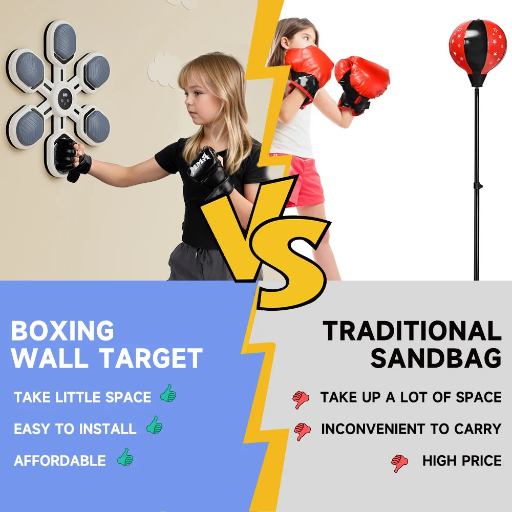 Music Boxing Machine, Boxing Wall Mount Machine for Adults Teens, Smart Bluetooth Punching Trainer with Gloves