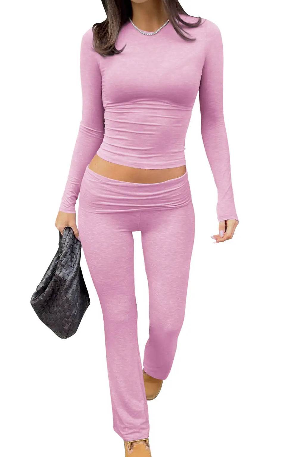 Women's Yoga Two-Piece Set Long-Sleeve Wide-Leg Activewear Set