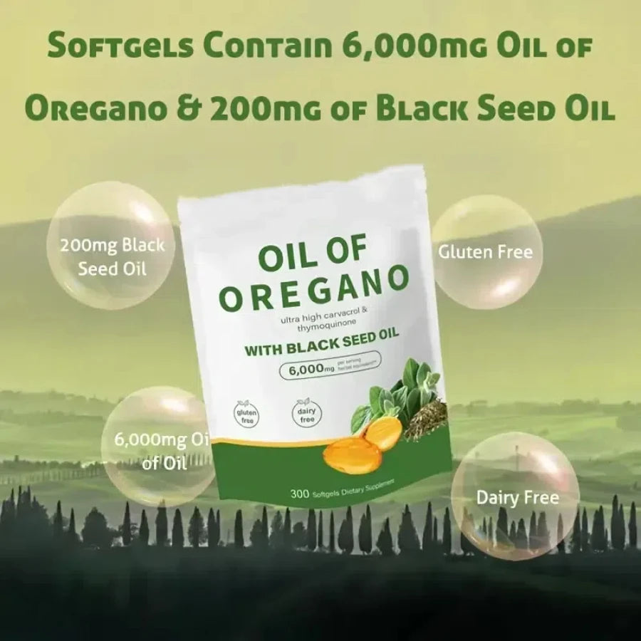 Oil Of Oregano with Black Seed Oil - Natural Antioxidants for Fitness Nutritional Support - Highly Effective