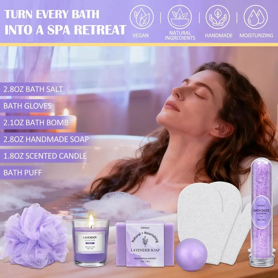 Spa Gifts Basket for Women, 21pcs Lavender Bath and Body