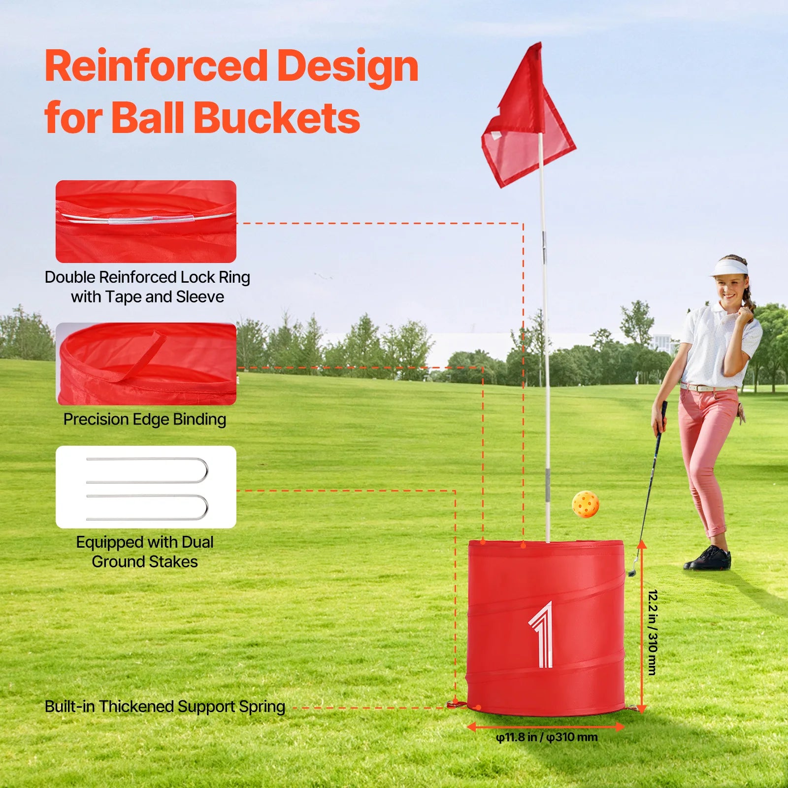 SucceBuy 3/6/9 Hole Kids Backyard Golf Game Portable Bucket Golf Course Practice Chipping Games