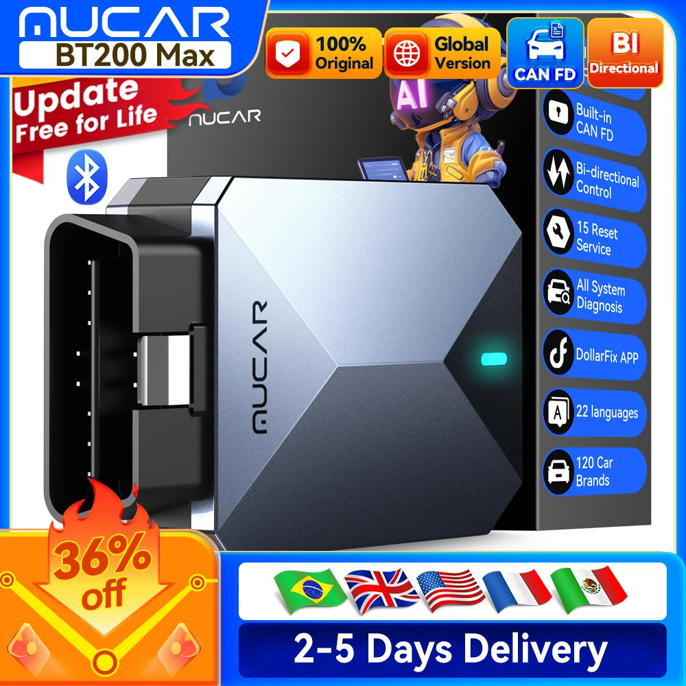 MAX Auto OBD2 Scanner ELM327 CANFD Bidirectional Tool 15 Reset Full System Diagnose Code Reader Free Update for Life