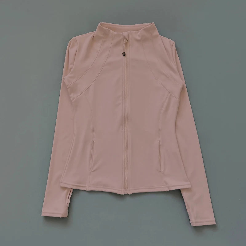 New yoga wear ladies coat round high elastic loose exercise yoga fitness long sleeve stand-up collar