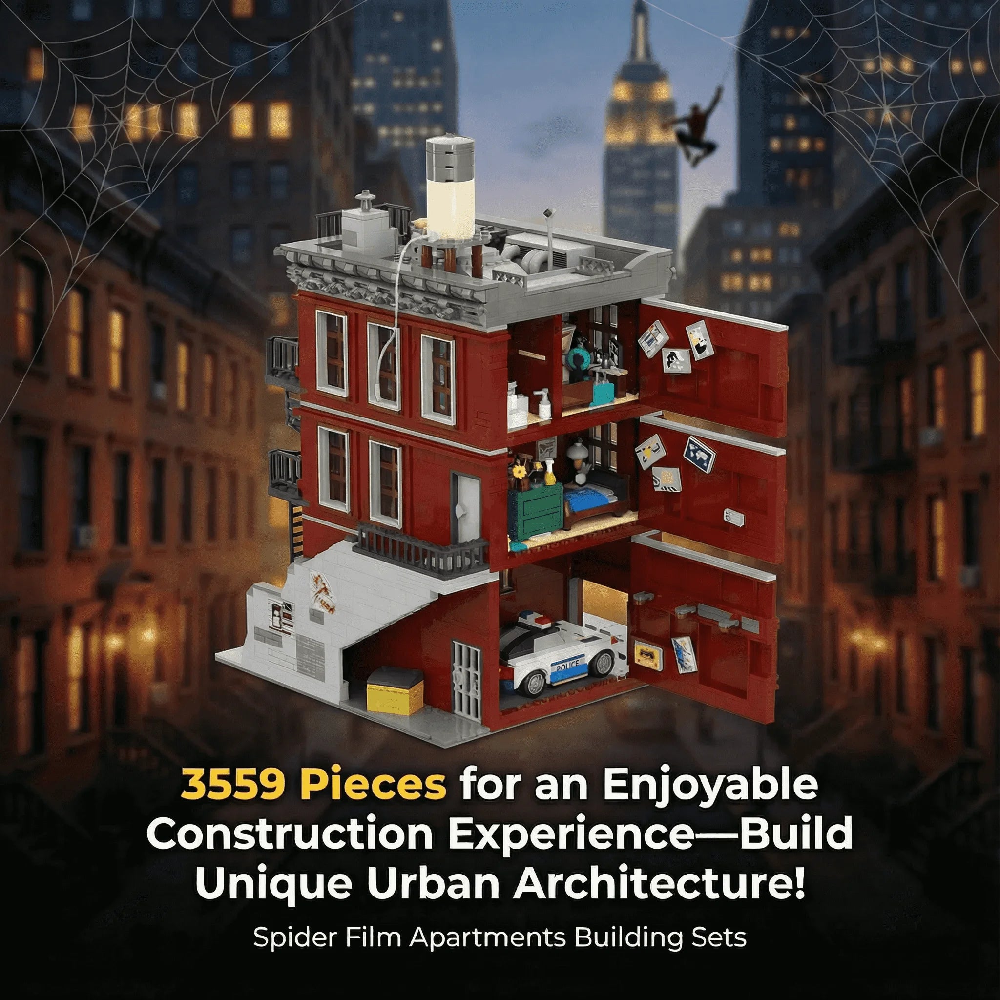 Spider Deli Apartment Building Blocks With 11 Figures Films Hero Classic City Modular Assembly 3559PCS