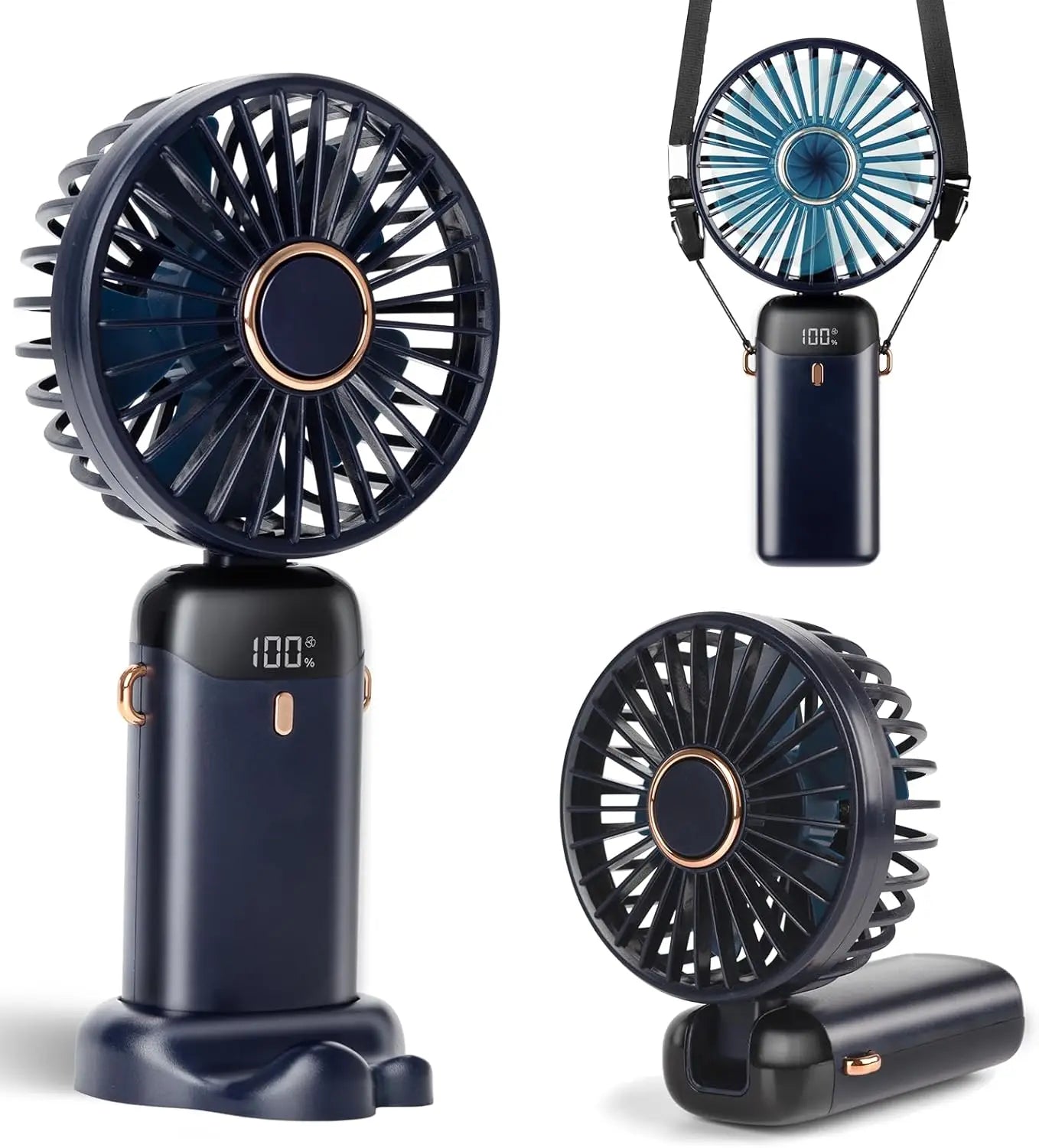 Upgraded Portable Handheld Fan 3200mAh 12H Battery Life 5 Speed Foldable with Stand Mini Fan