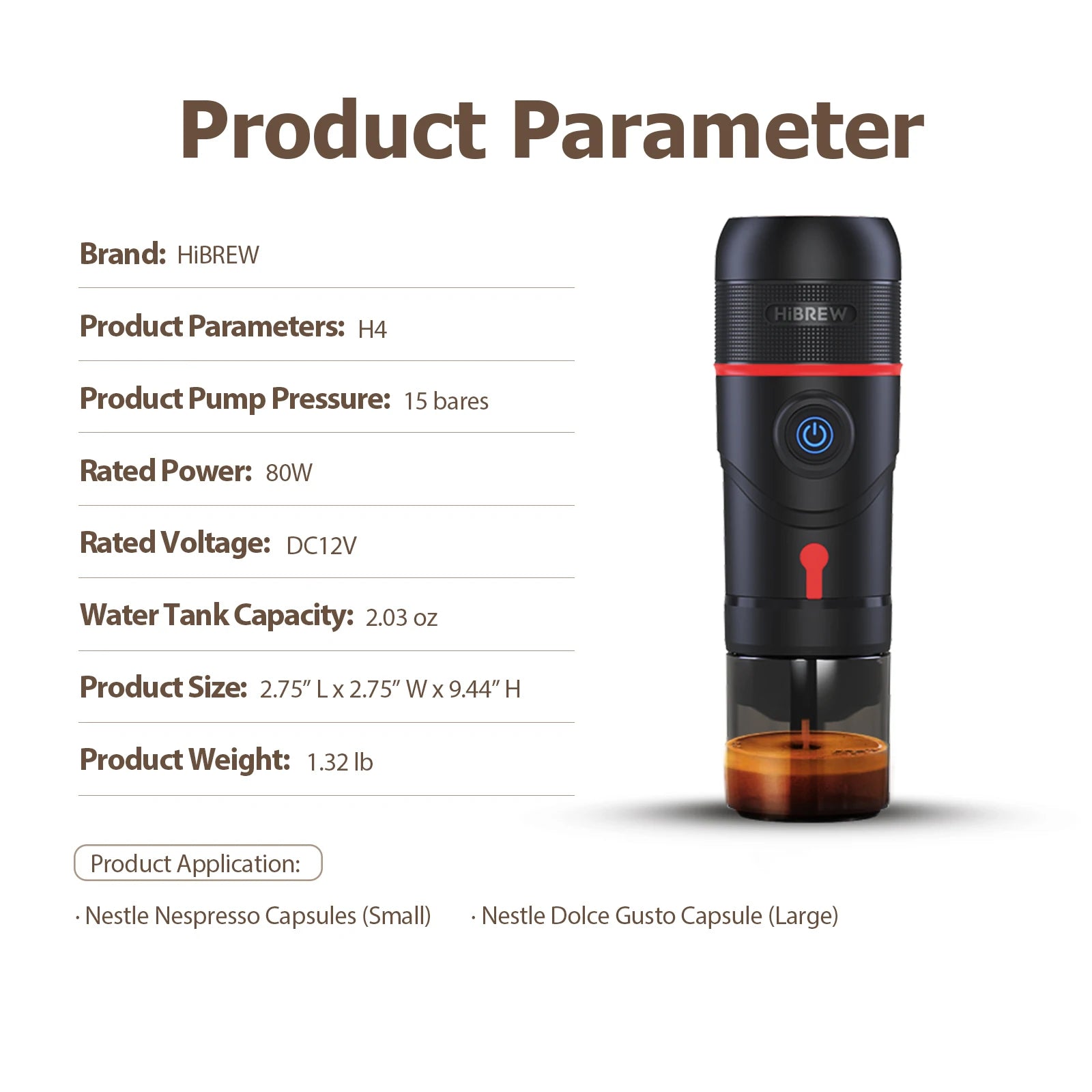 Portable Coffee Machine for Car & Home,DC12V  Expresso Coffee Maker Fit Nexpresso Dolce  Pod Capsule