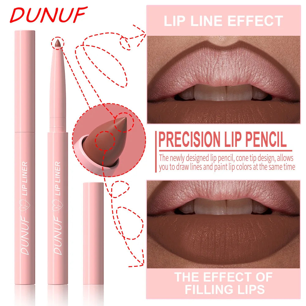 Matte Lip Liner Pencil Set 12 Colors Lip Contour Lipstick Waterproof Non-transfer Highly Pigmented Nude