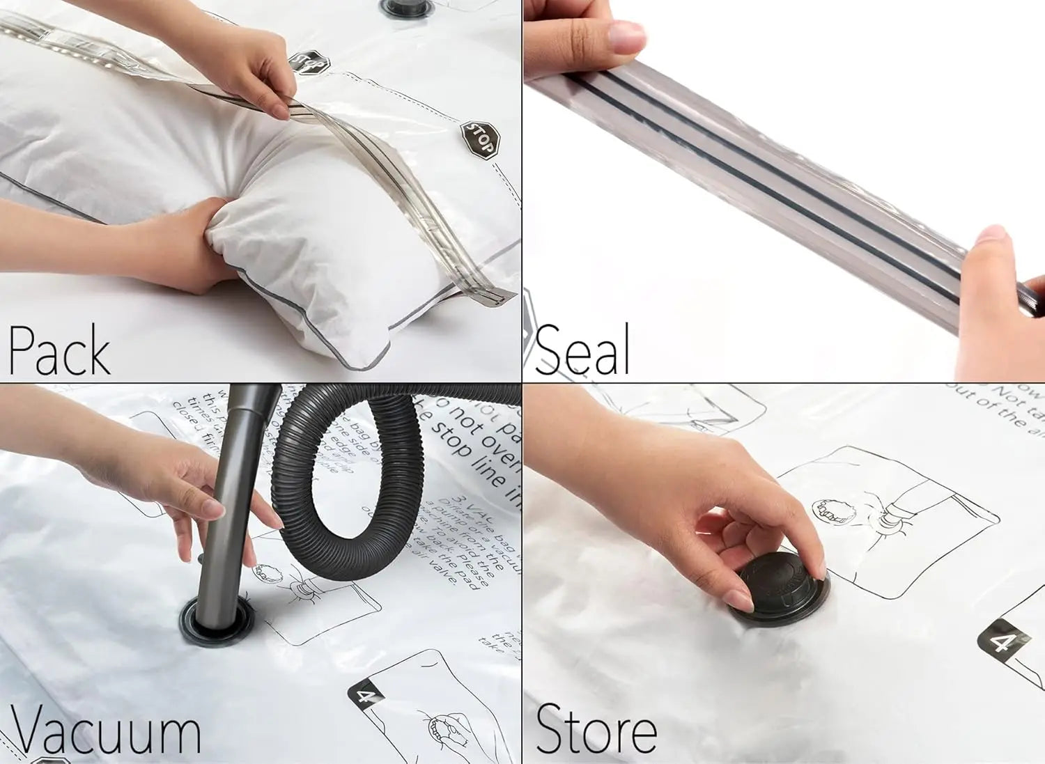 Vacuum Storage Bags 3 Pack, Space Saver Compression Bags for Comforters