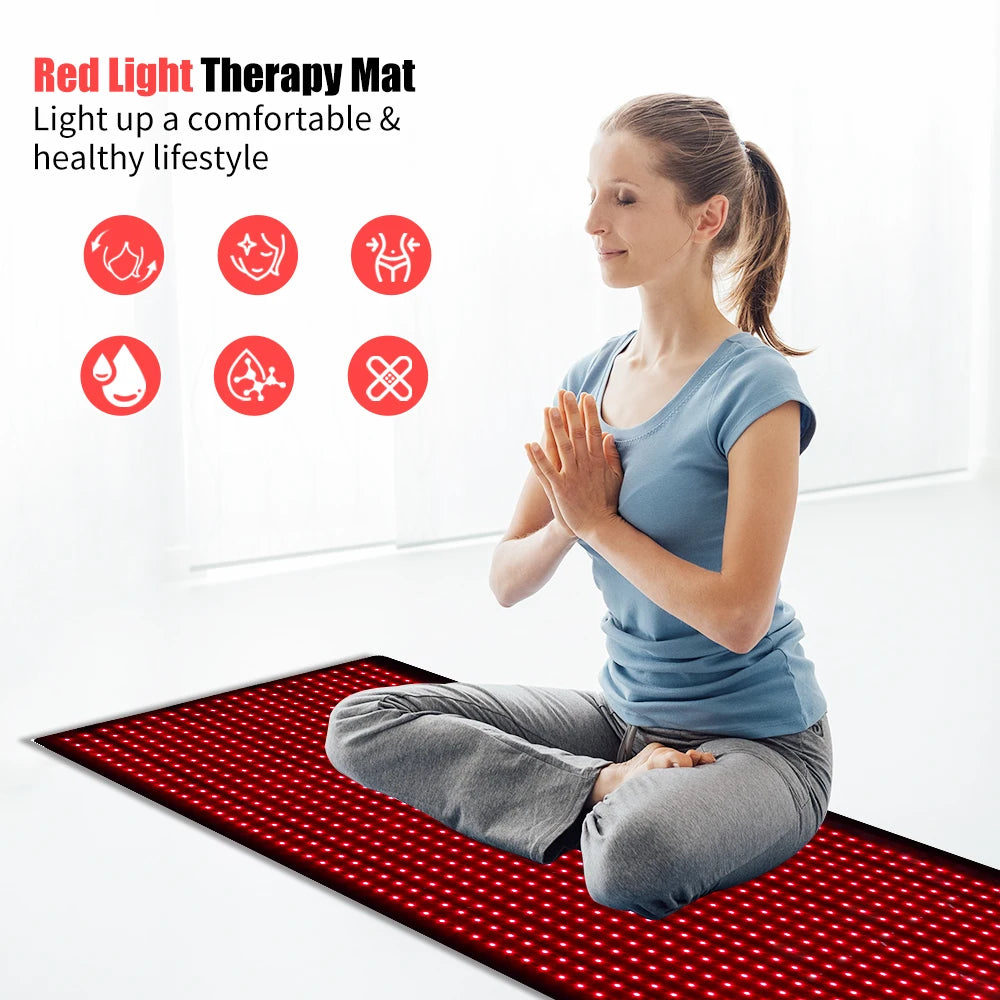 Full Body Red Light Mat 71x31inch Large Infrared LEDs Blanket 1280 660nm 850nm for Pain Relief Wellness