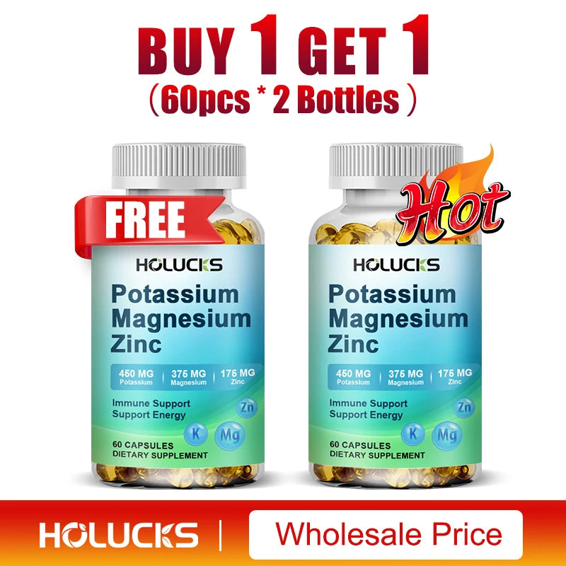 Potassium Magnesium Supplement 1000mg, Relieve Leg Cramps, Improve Muscle, Bone and Heart Health, Regulate Sleep