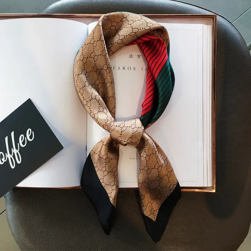 Soft Satin Hair Scarves Fashion Square Printed Headscarf