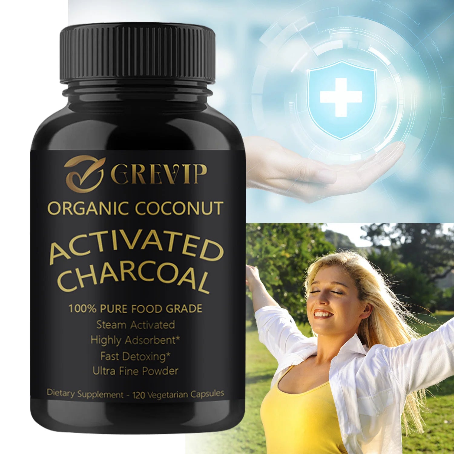 Activated Coconut Charcoal - Helps Maintain Healthy Digestion - 120 Capsules
