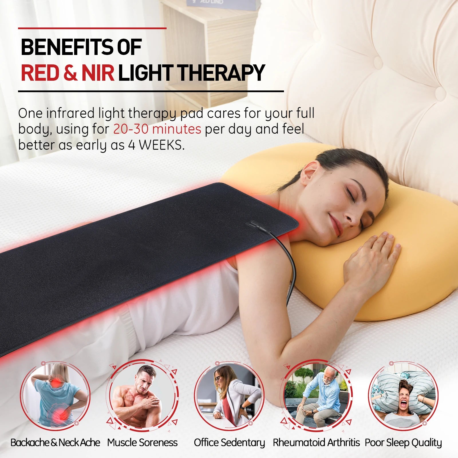 Updated Red Light Therapy Heating Pad for Body Device Cushion Mat Infrared Light