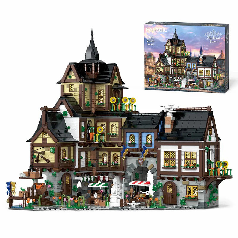 3867PCS Medieval Towns Buildings Blocks Street View Village Architecture Model Collect Display Assembly