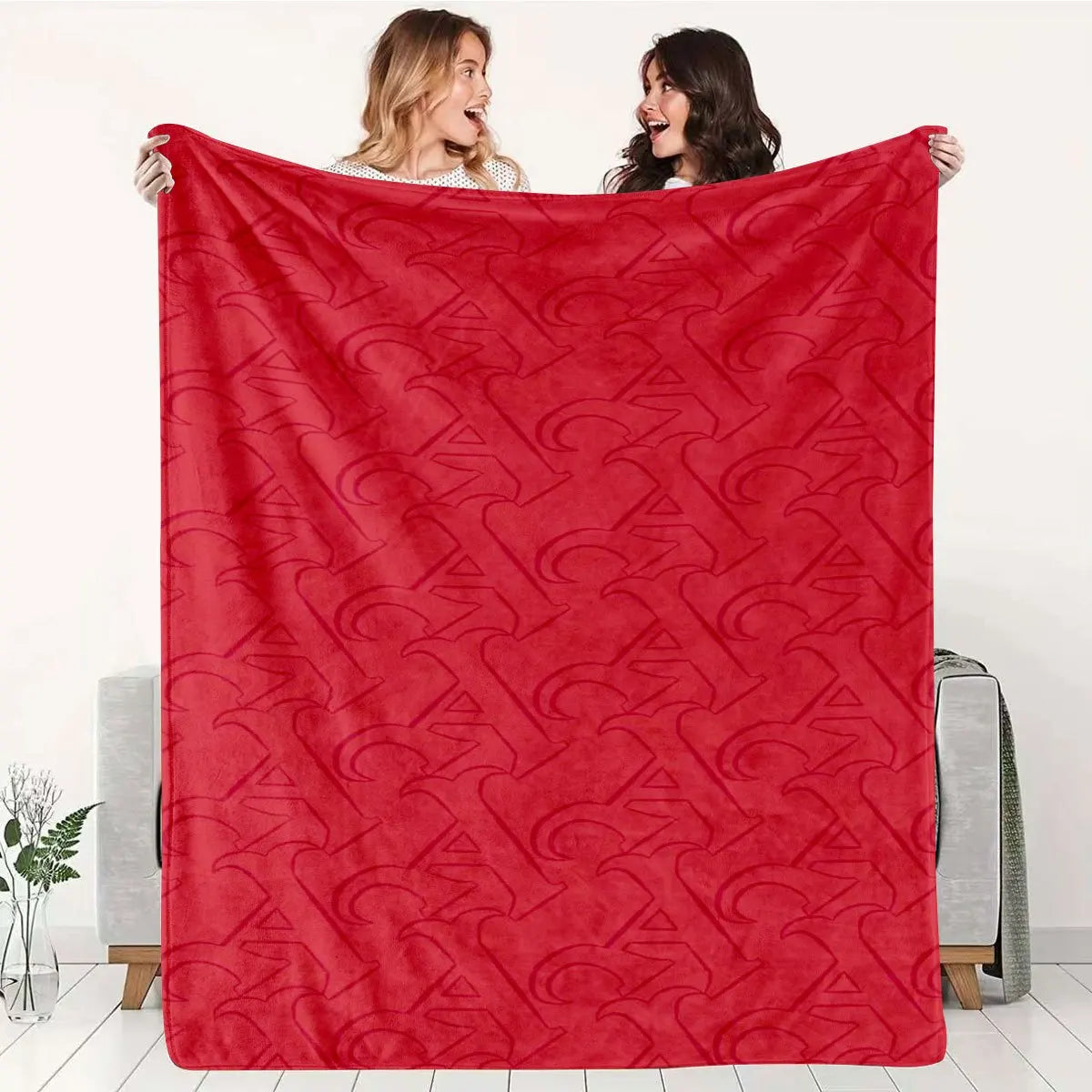 Red Jacquard Blanket Warm Texture for Camping Sofa Bed Travel