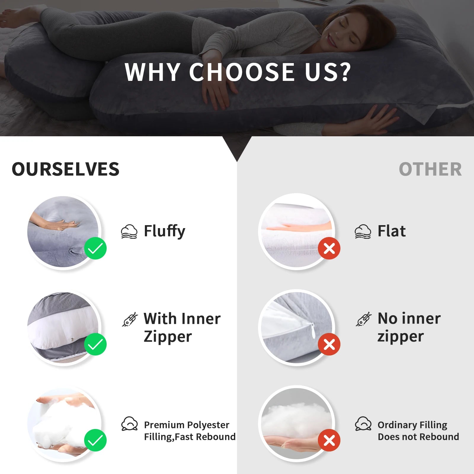 Pregnancy Pillows for Sleeping, G Shaped Full Body Maternity Pillow with Removable Cover