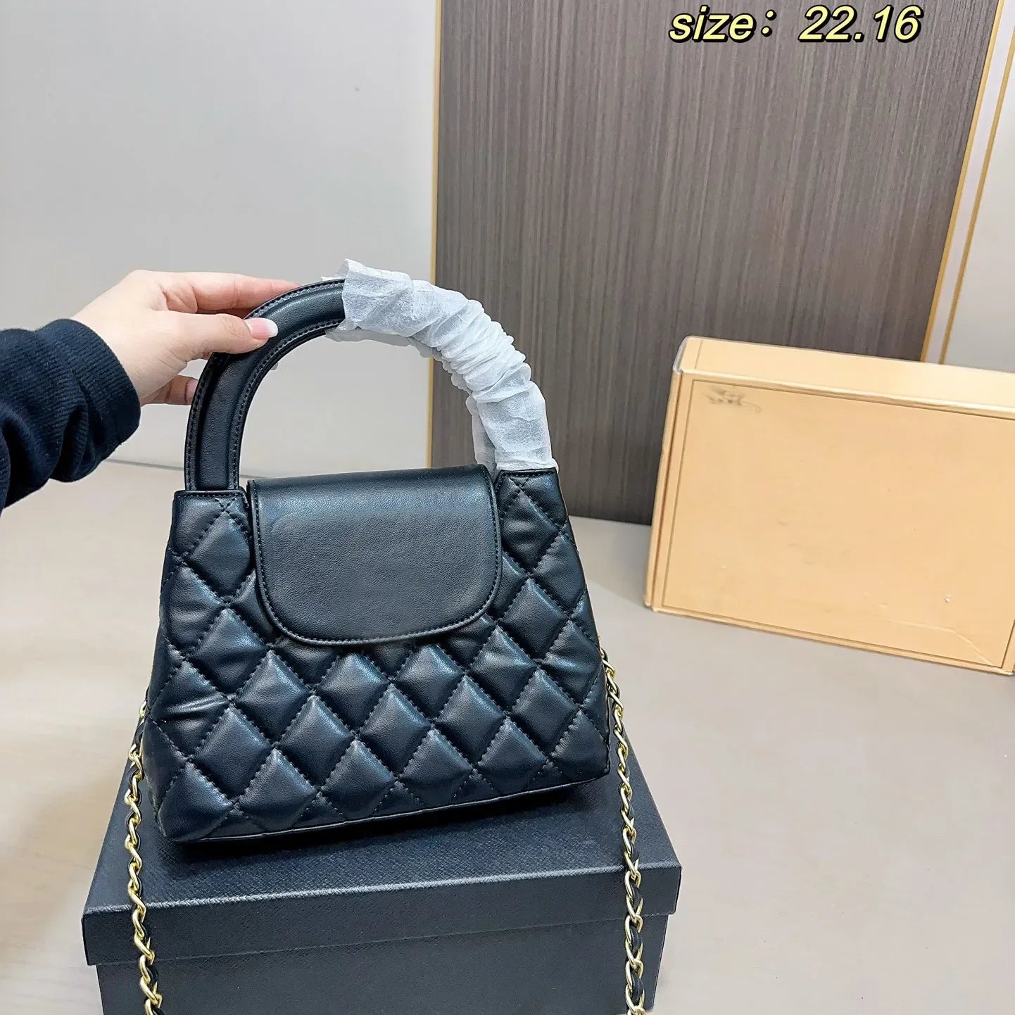 Veal k Leather Designer  Shoulder Bag Leather Ribbed Gold Hardware Metal Turn Lock