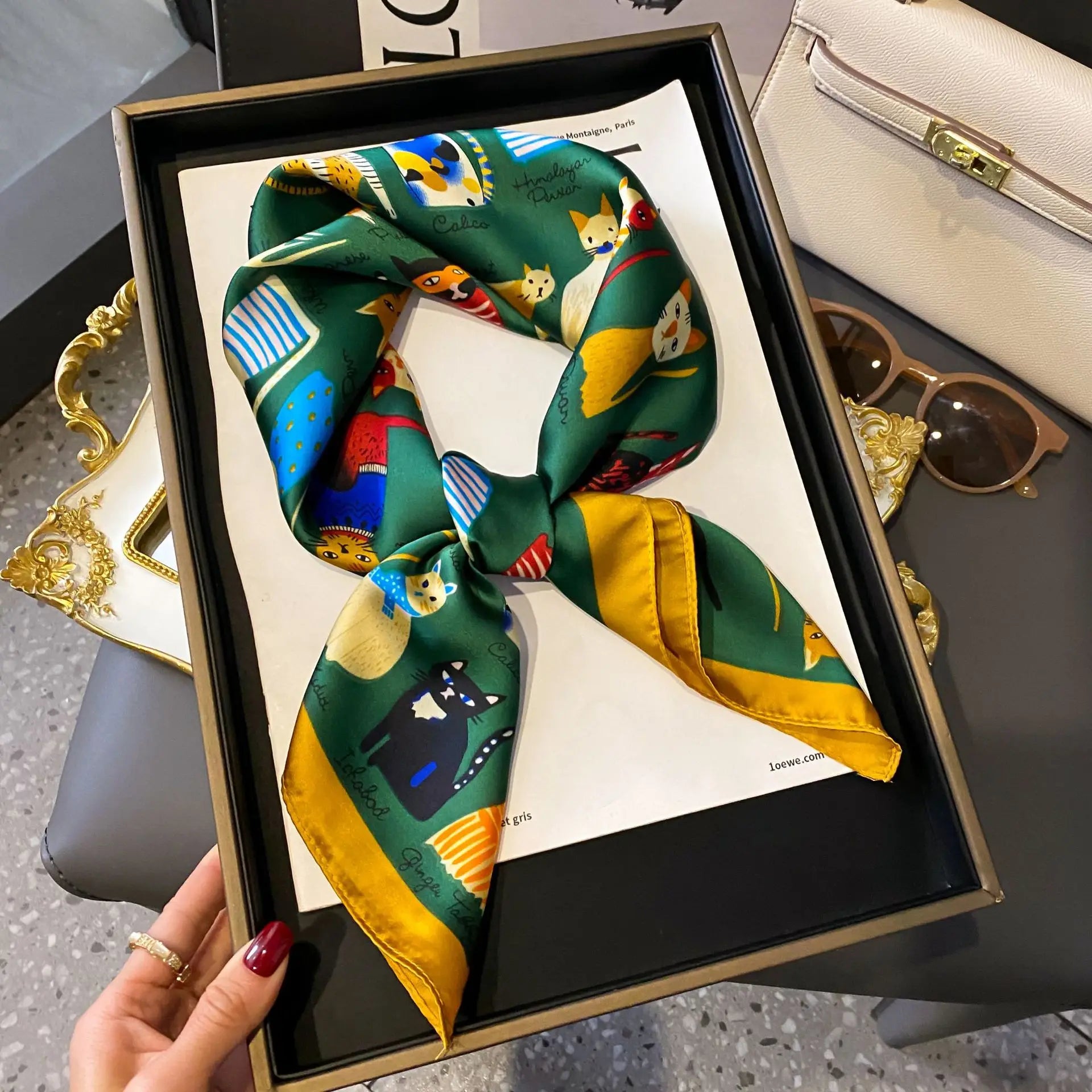 Soft Satin Hair Scarves Fashion Square Printed Headscarf