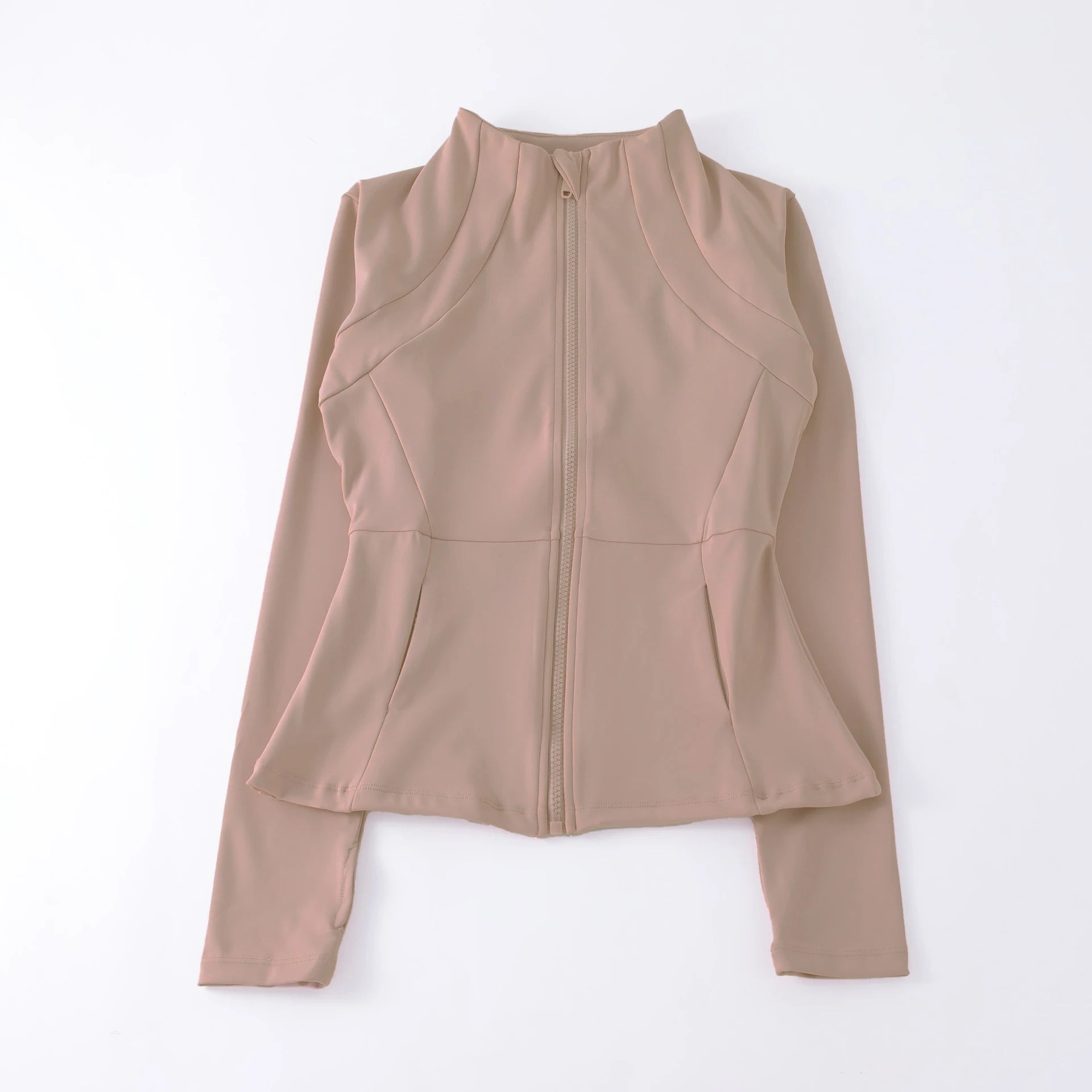 New yoga wear ladies coat round high elastic loose exercise yoga fitness long sleeve stand-up collar