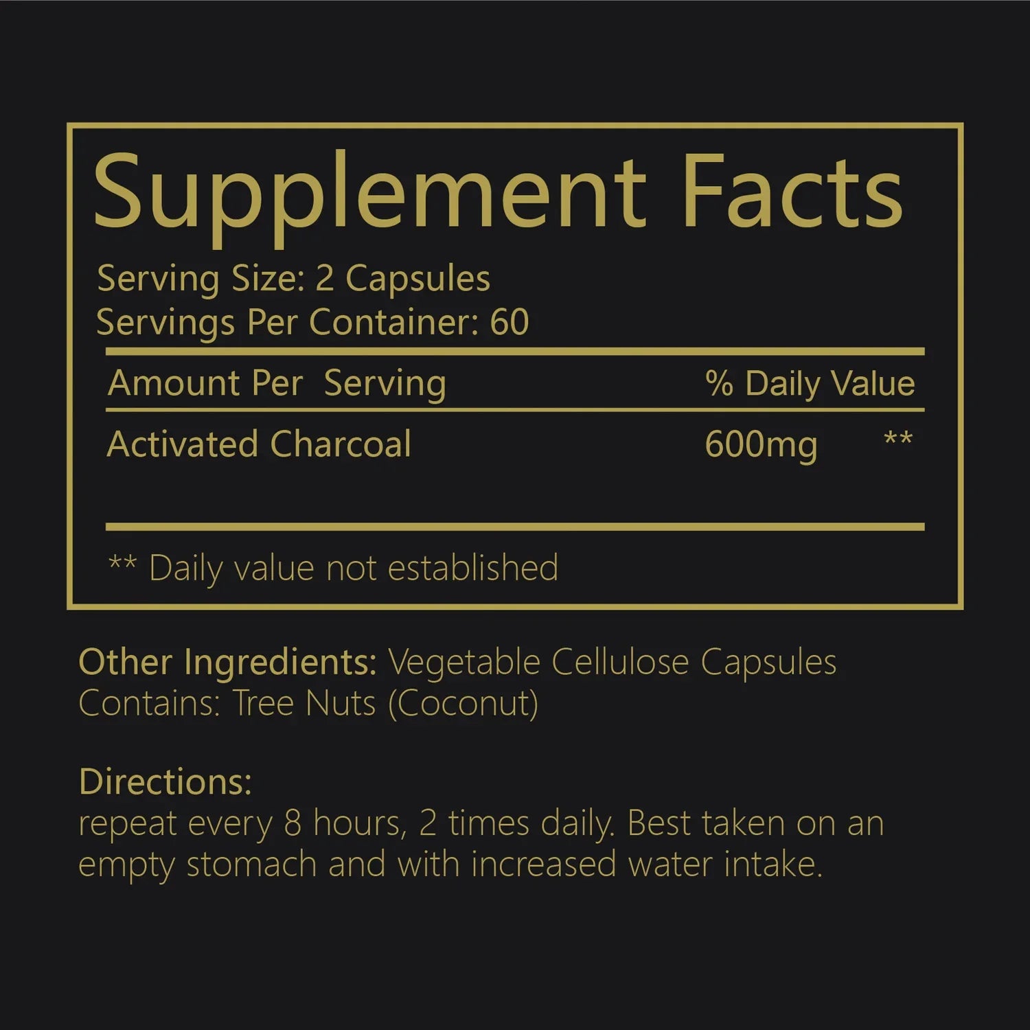Activated Coconut Charcoal - Helps Maintain Healthy Digestion - 120 Capsules