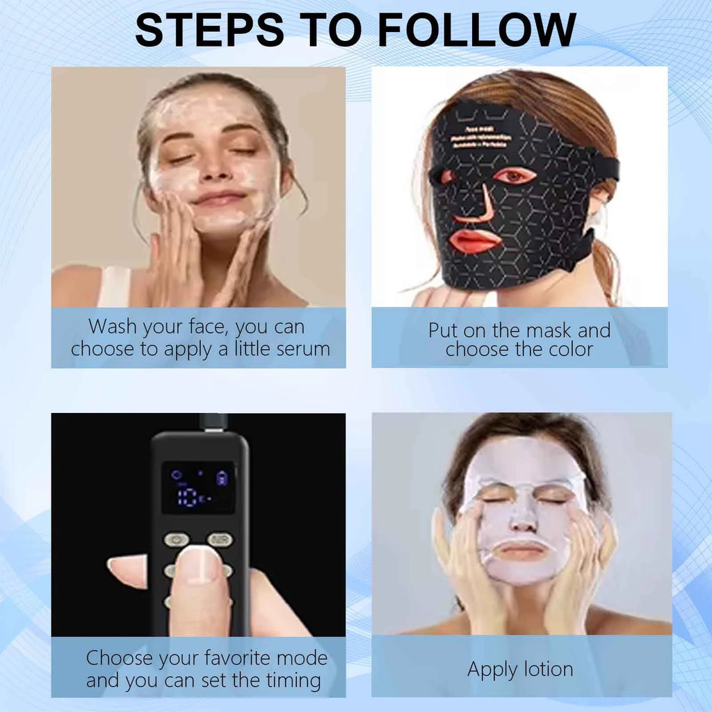 4 Modes Portable Led Face Mask Light Therapy for Anti-Aging Wrinkles Skin Rejuvenation