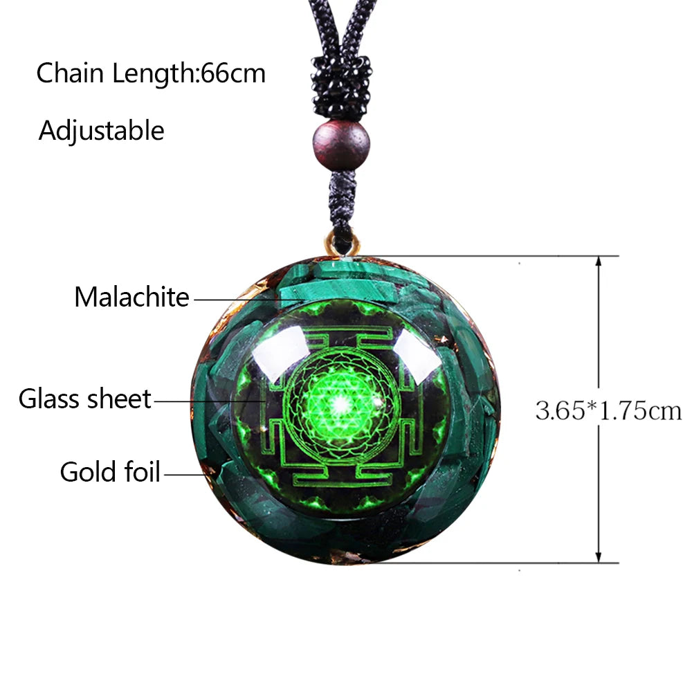 Orgonite Pendant Malachite Energy Necklace
